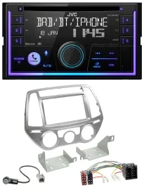 JVC MP3 USB 2DIN DAB Bluetooth CD Autoradio für Hyundai i20 12-14 man. Klima