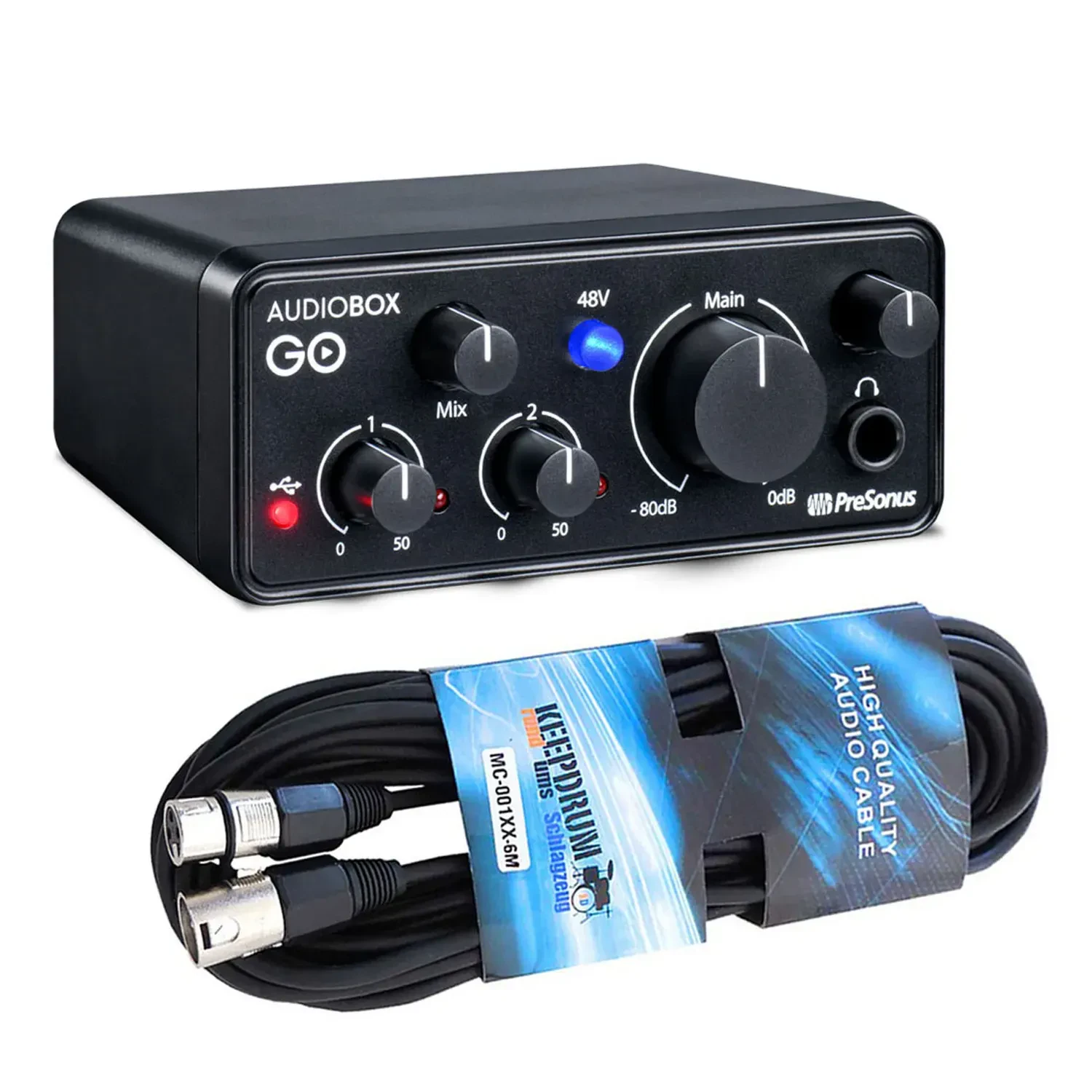 Аудиоинтерфейс PreSonus AudioBox GO USB с XLR-кабелем