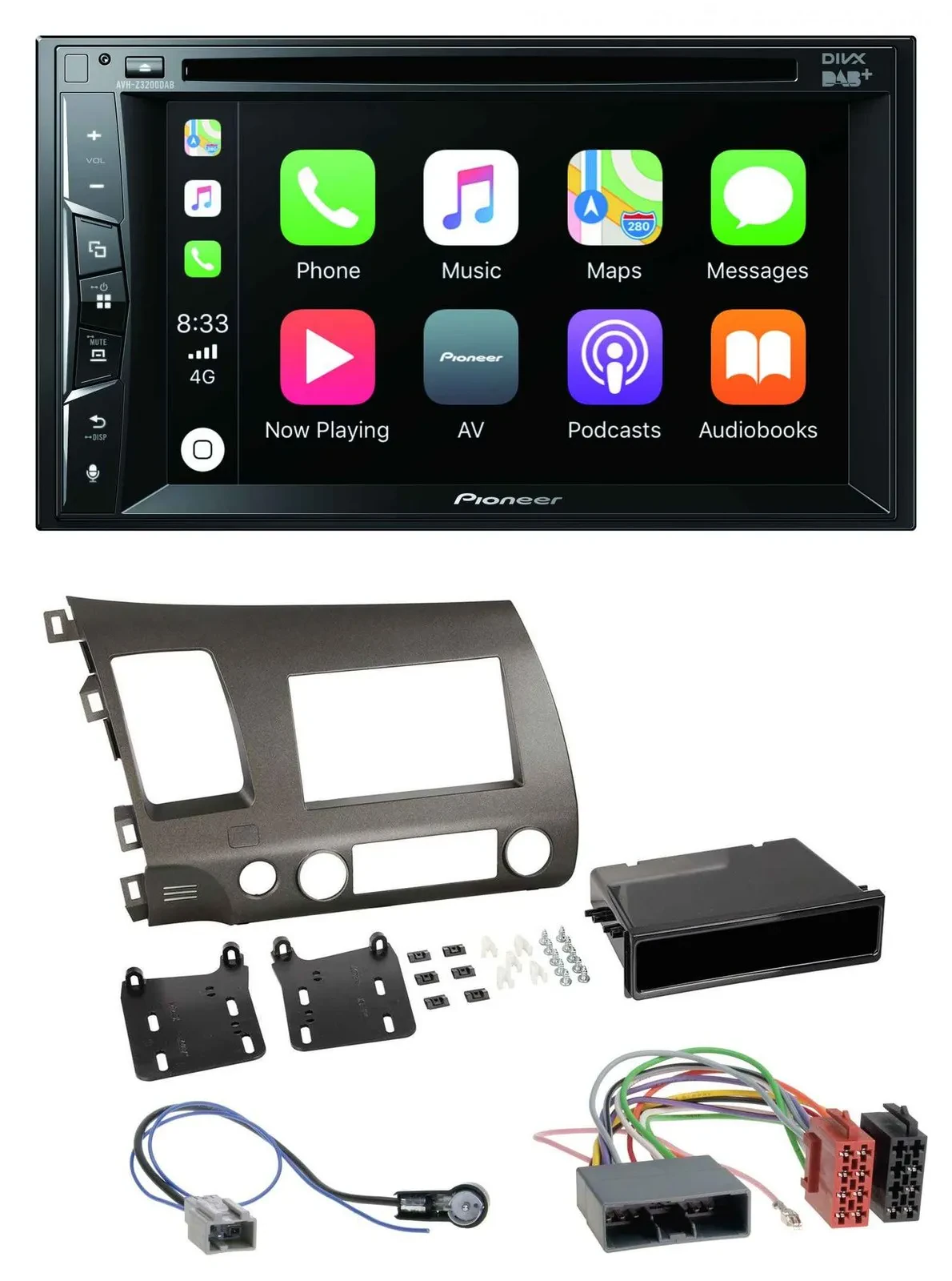 Pioneer MP3 USB DVD Bluetooth DAB 2DIN Autoradio für Honda Civic Hybrid FD3 06-1
