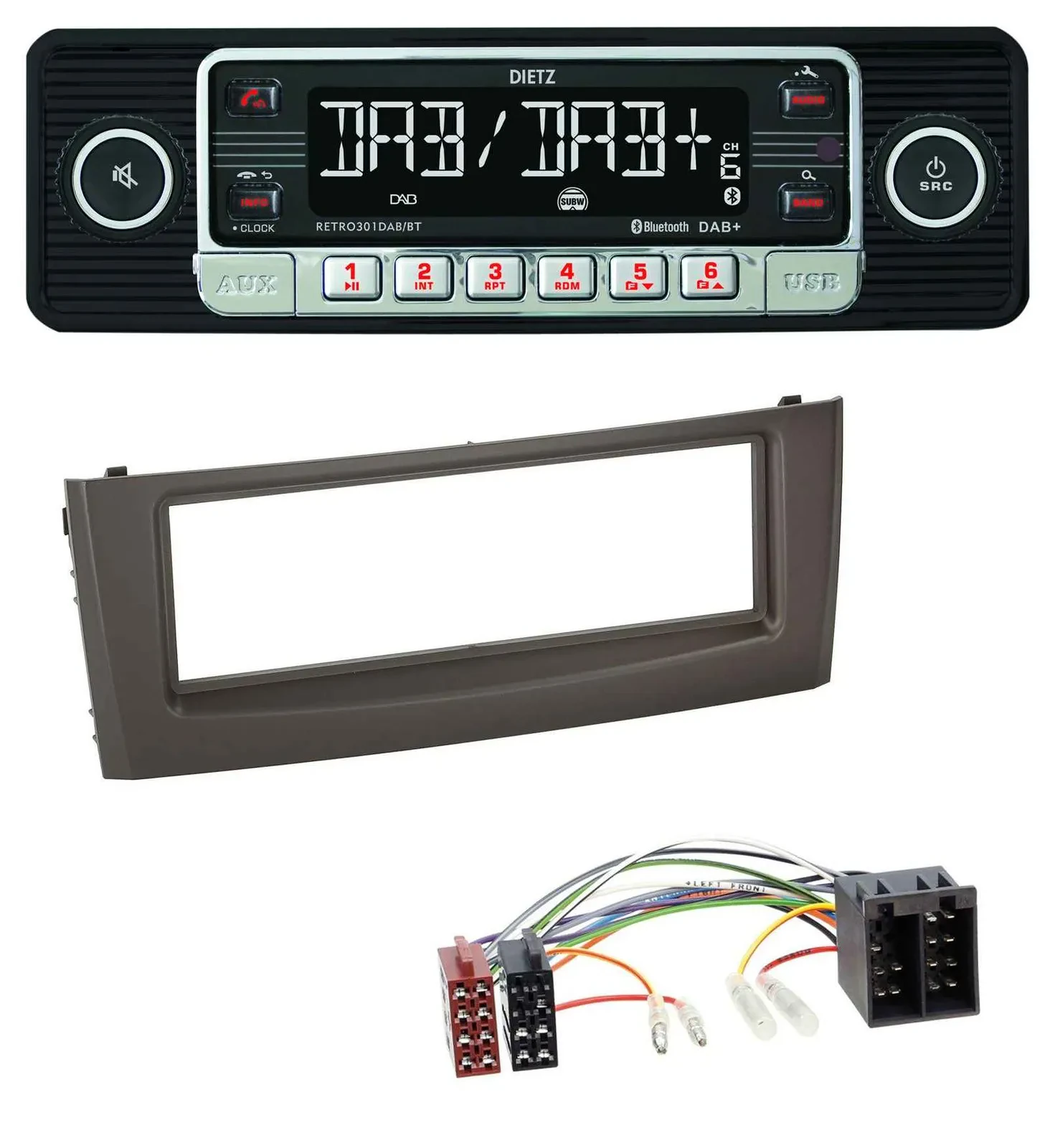 Dietz USB DAB MP3 Bluetooth Autoradio für Fiat Grande Punto Punto ab 05 schwarz
