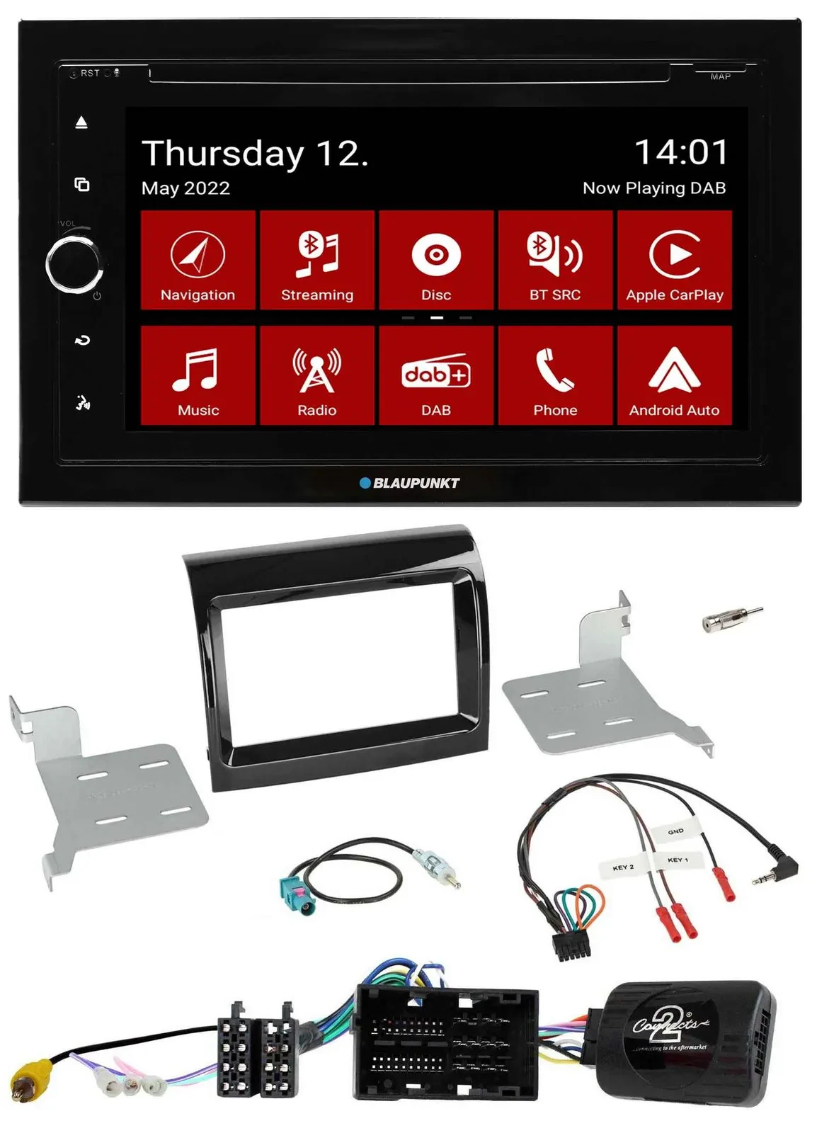 Автомагнитола Blaupunkt 2DIN, Bluetooth, USB, DAB, навигация (TMC), для Citroen/Fiat/Peugeot