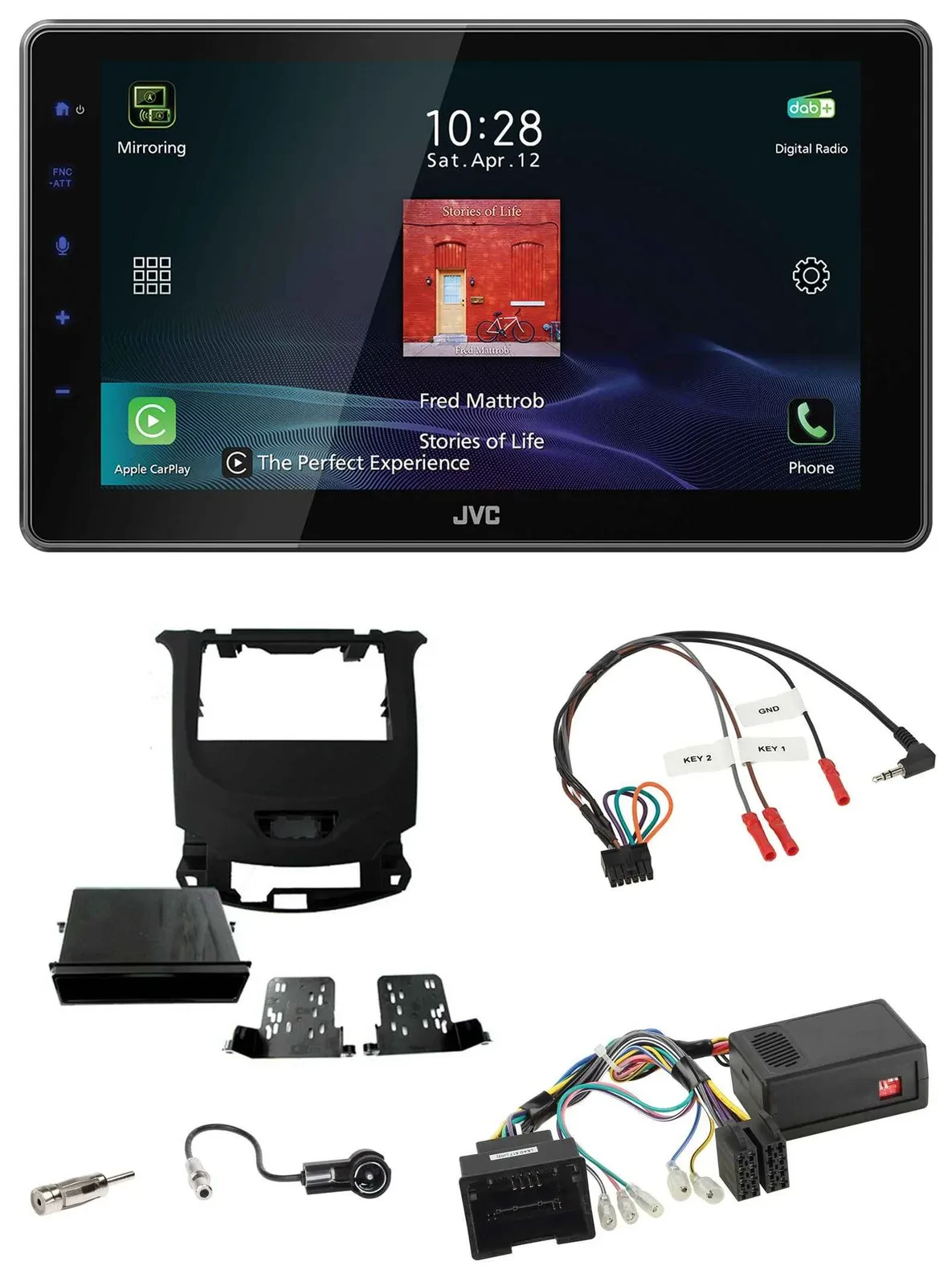 JVC DAB Lenkrad Bluetooth USB Autoradio für Chevrolet Cruze ab 2016 klavier schw