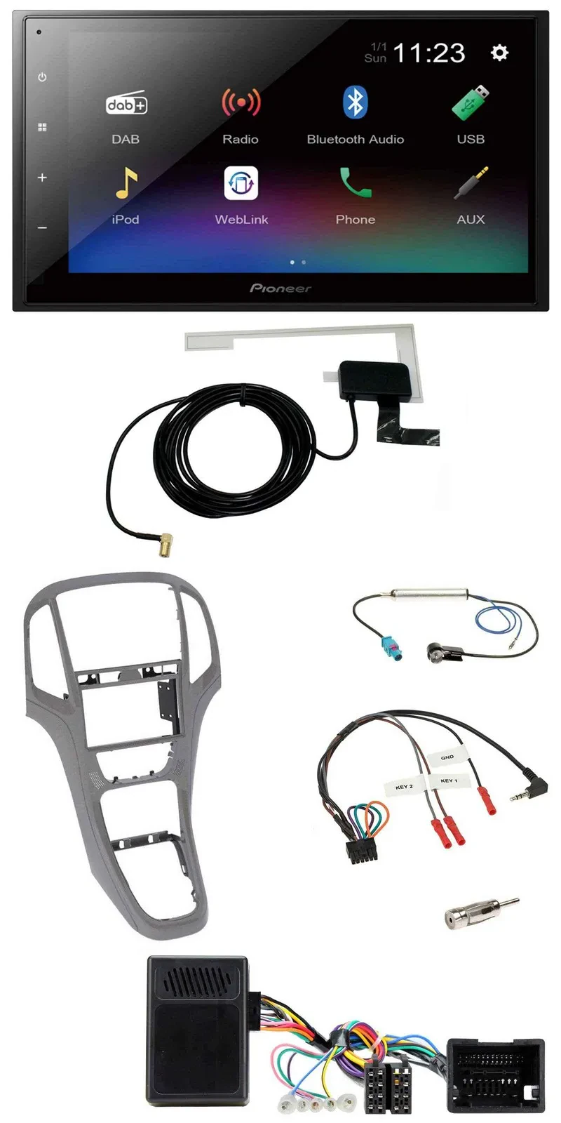 Автомагнитола для Opel Astra J Pioneer 2DIN, DAB, Bluetooth, USB, цвет титан