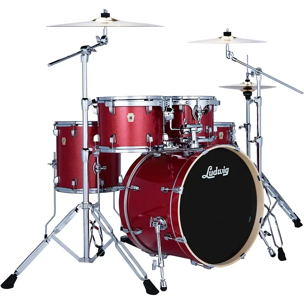Ludwig Evolution 5-Piece Drum Set With Paiste Cymbals - Crimson Sparkle
