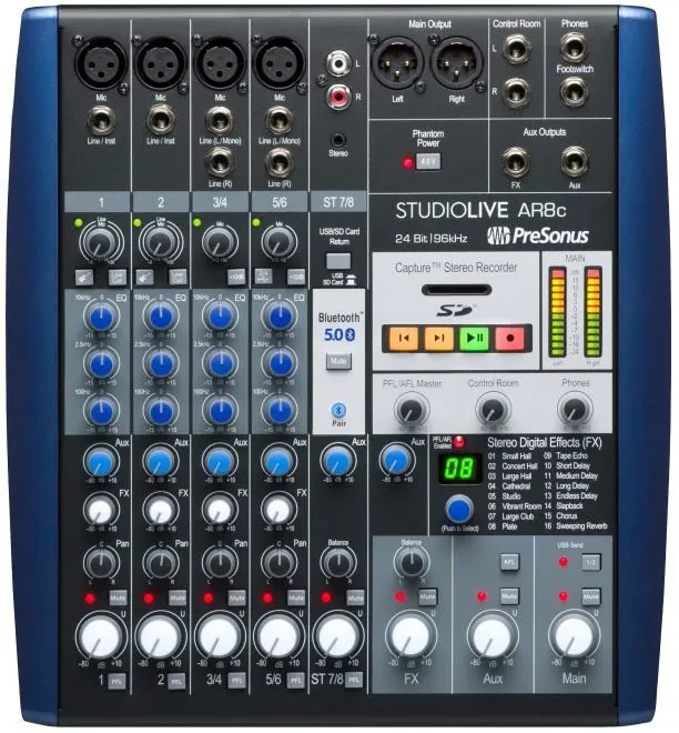PRESONUS StudioLive® AR8c Analog Mixer, Blue, 230-240V EU