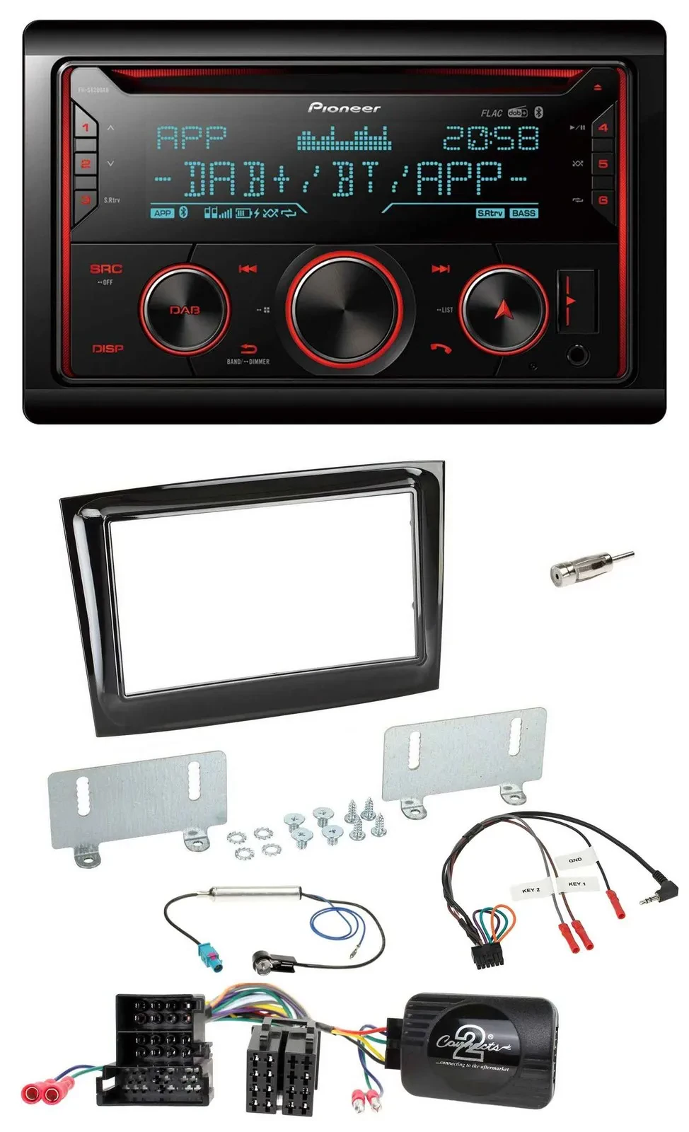Автомагнитола для Fiat Doblo (с 2015) Pioneer 2-DIN, DAB, Bluetooth, USB, CD, Mini-IS