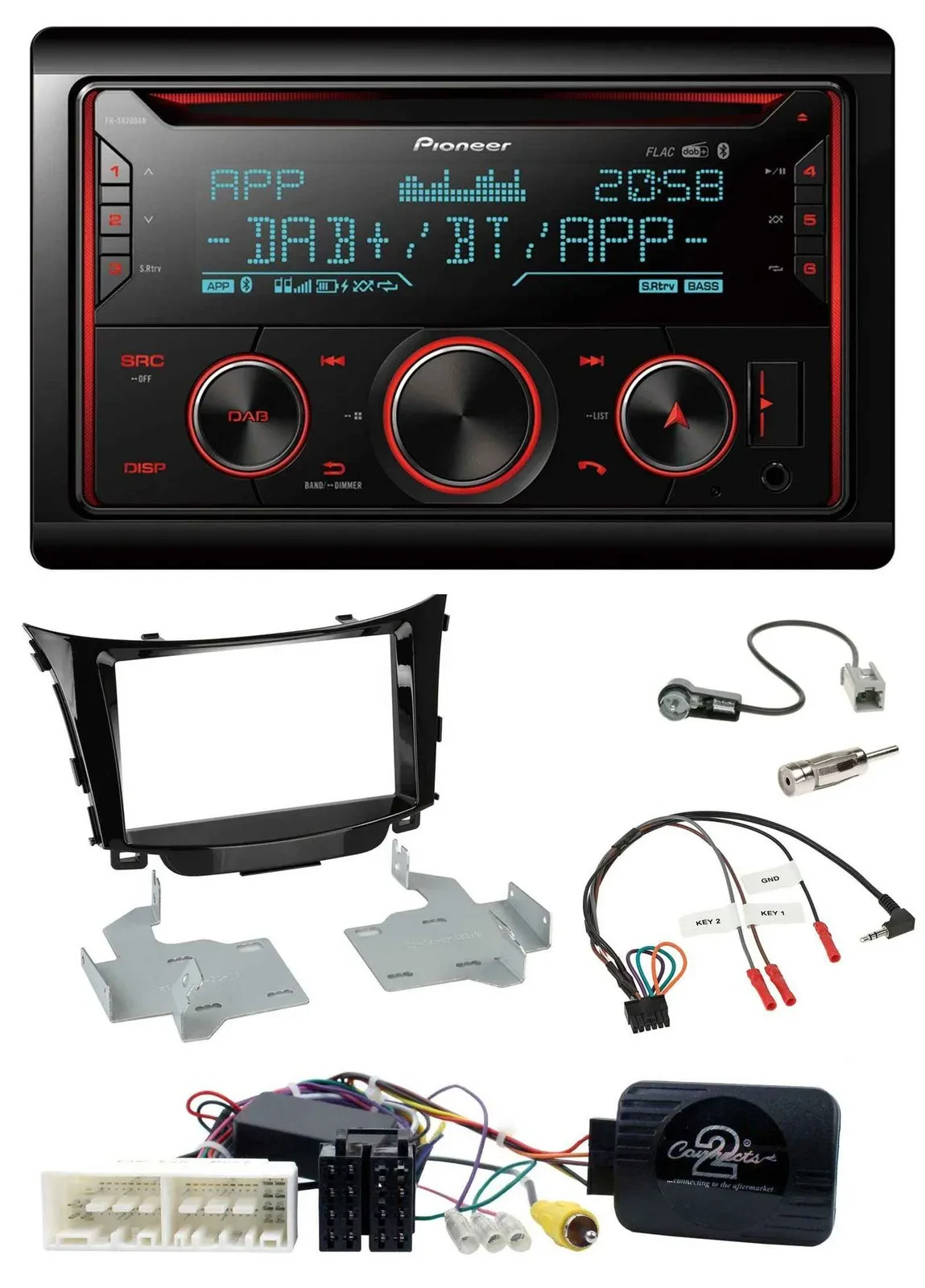 Автомагнитола для Hyundai i30 Pioneer 2-DIN DAB Bluetooth USB CD