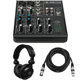 Mackie 4-Channel Ultra Compact Mixer, Bundle with TAPH100 Headphones  XLR Cable