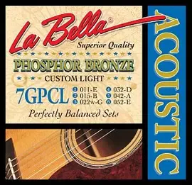 Струны для акустической гитары La Bella 7GPCL 11-52, бронза фосфорная