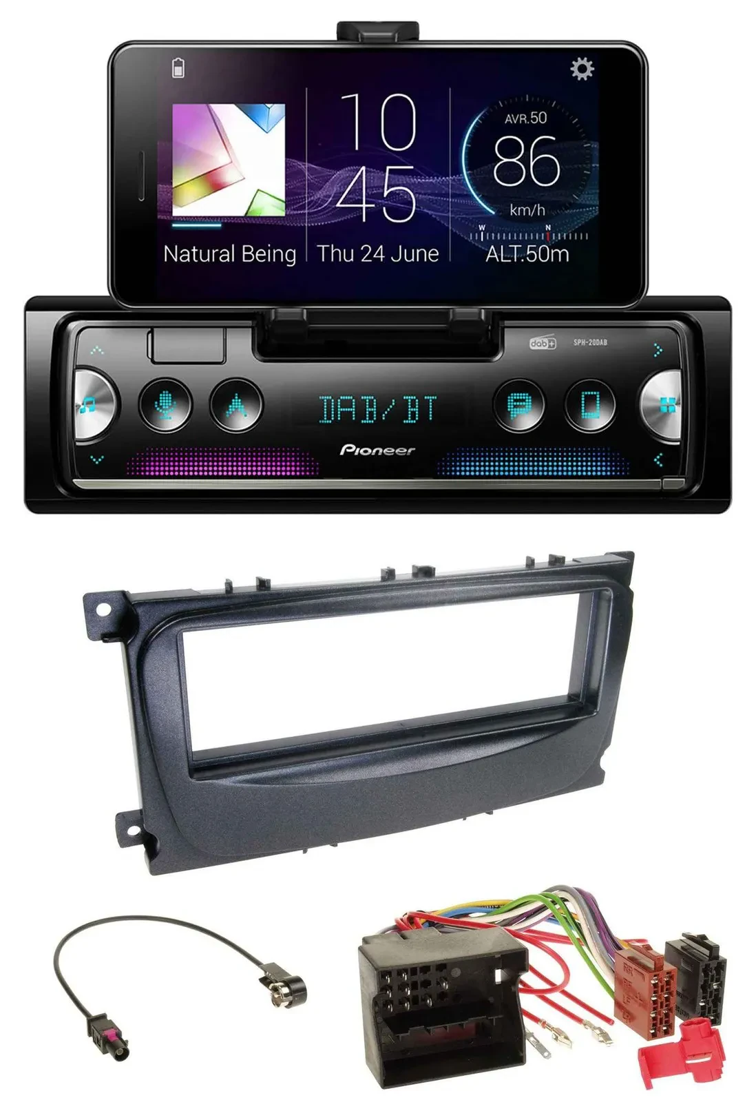 Pioneer USB MP3 Bluetooth DAB Autoradio für Ford Mondeo S-Max 07-14 schwarz