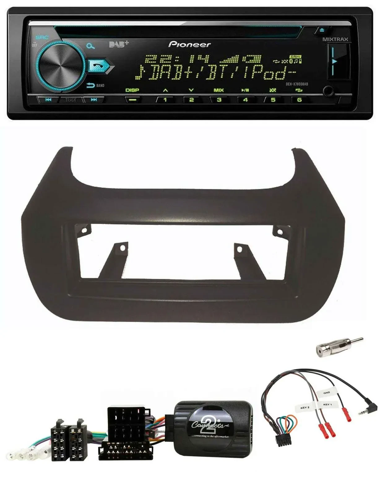 Автомагнитола Pioneer DAB CD USB Bluetooth с поддержкой управления на руле для Citroen Nemo, Fiat Fiorino, Peugeot