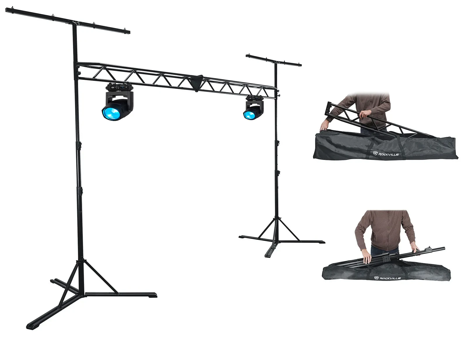 (2) American DJ ADJ Focus Wash 400 RGBACL LED DMX Moving Head Lights+Truss Stand