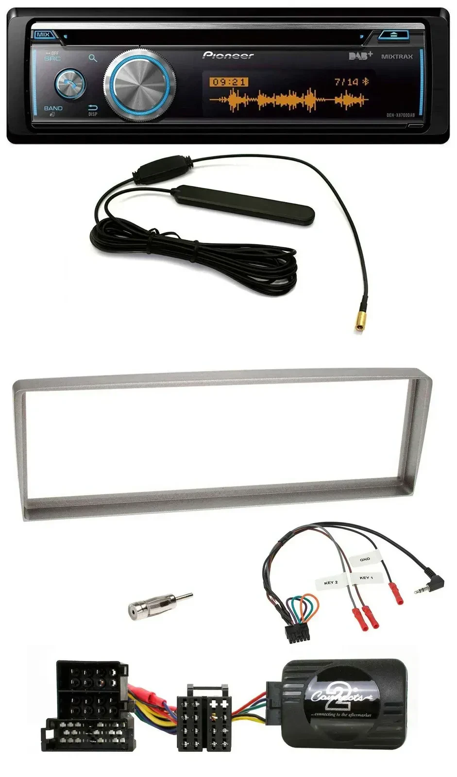 Автомагнитола для Alfa Romeo 156 (с 2003) Pioneer CD USB Bluetooth DAB, серебристая