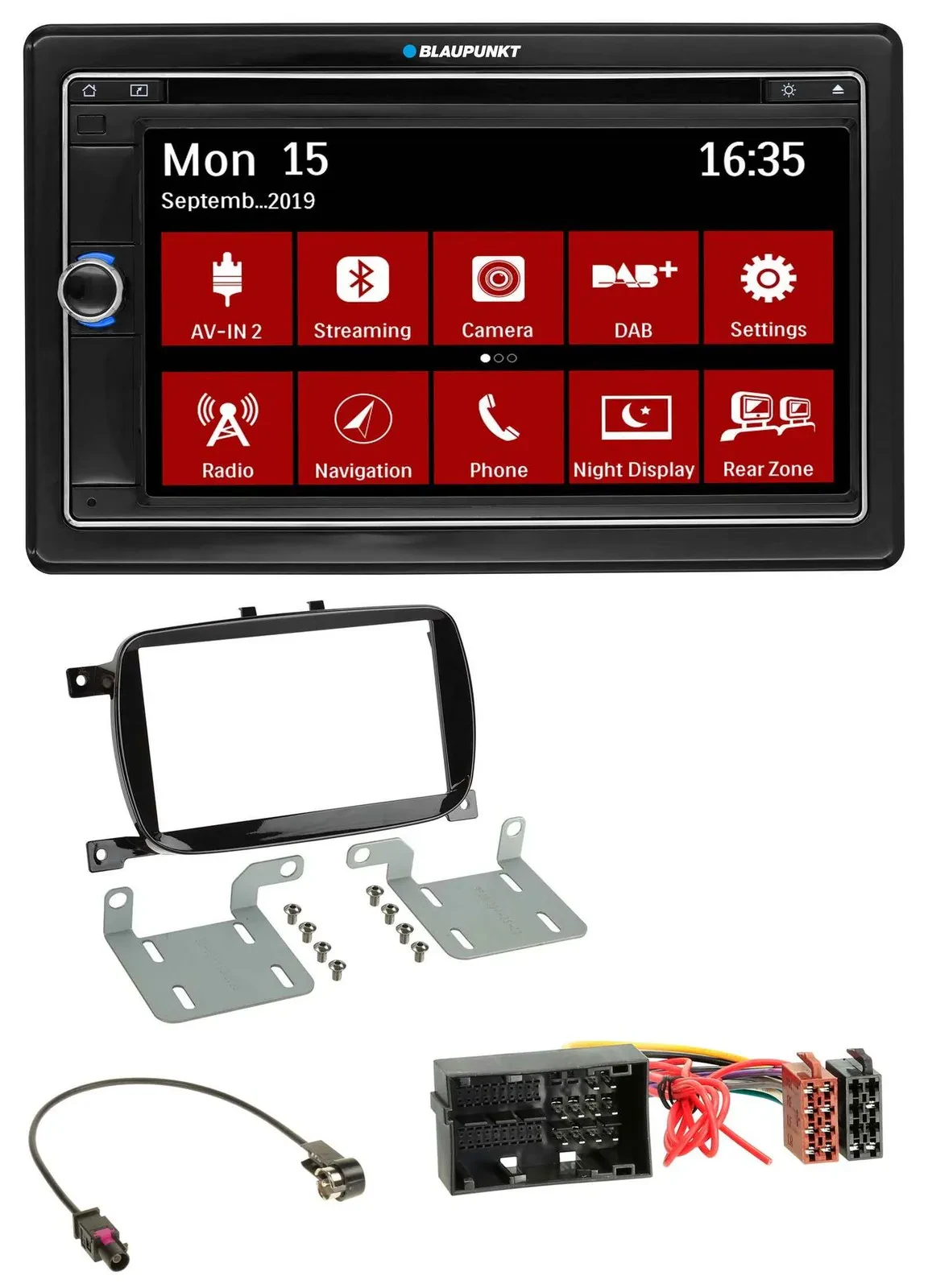 Blaupunkt Bluetooth DAB 2DIN USB DVD MP3 Autoradio für Fiat 500X ab 2016 klavier