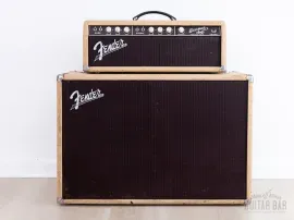 Б/У Басовый усилитель Fender Bassman 6G6-A ламповый, бежевый, коричневая панель, piggyback, 1962