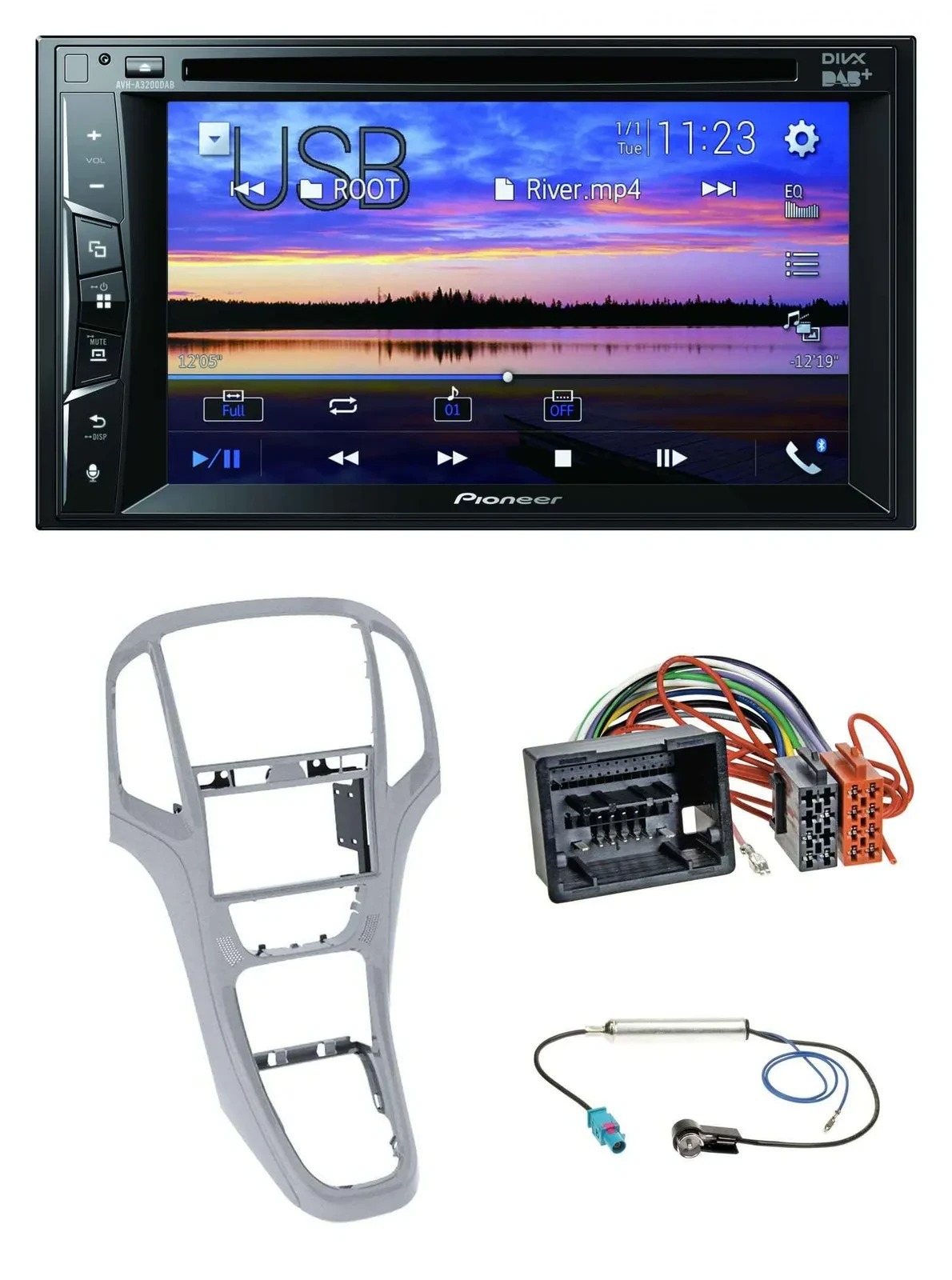 Pioneer Bluetooth 2DIN USB DVD DAB MP3 Autoradio für Opel Astra J ab 2009 Platin