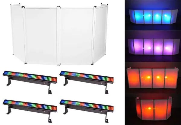 Rockville RFAAW DJ Event Facade 6-Panel Booth+Bag+Scrim+(4) Chauvet Strip Lights