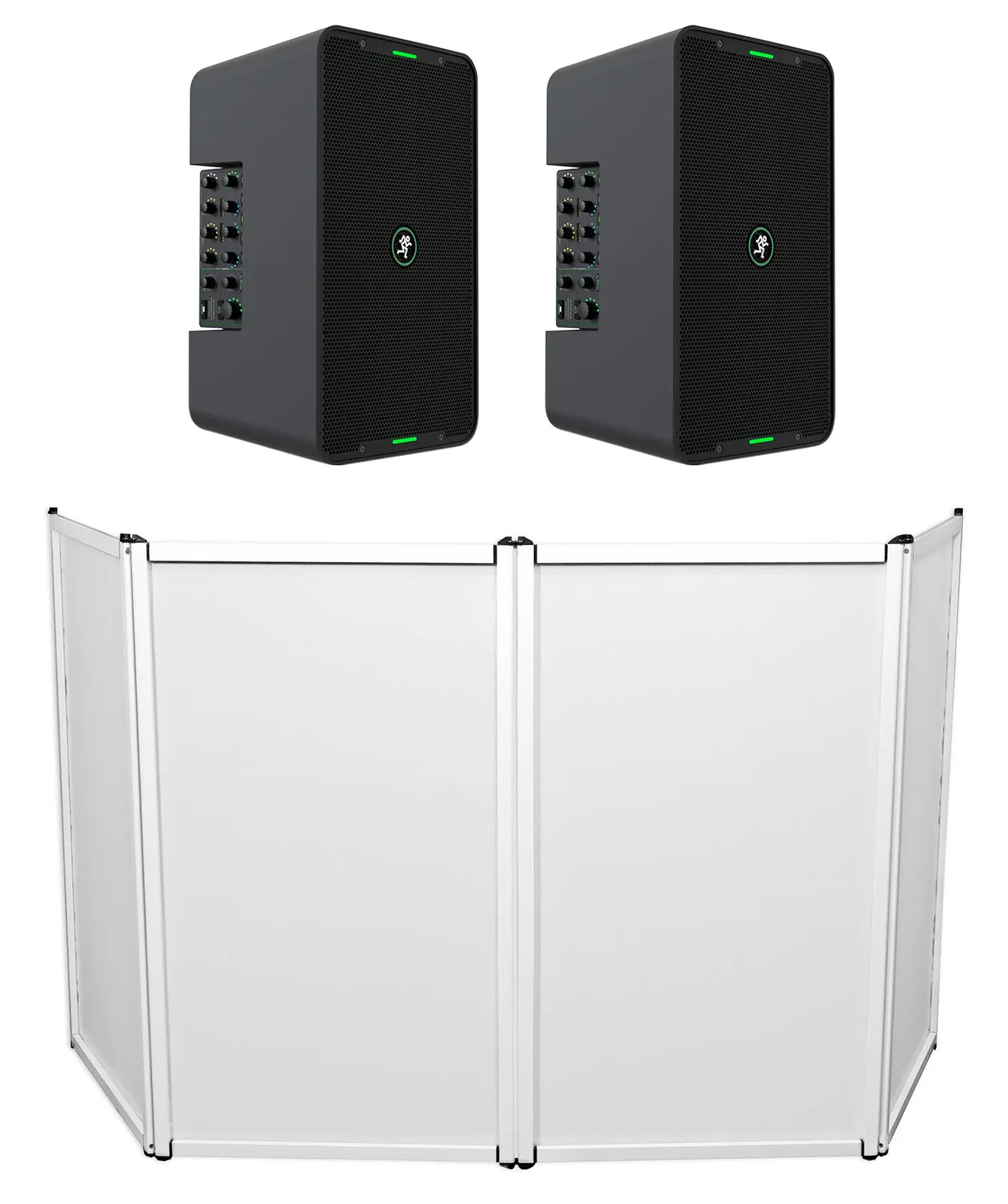 (2) Mackie ShowBox Rechargeable 8" DJ PA Bluetooth Speakers w/Mixers+Facade