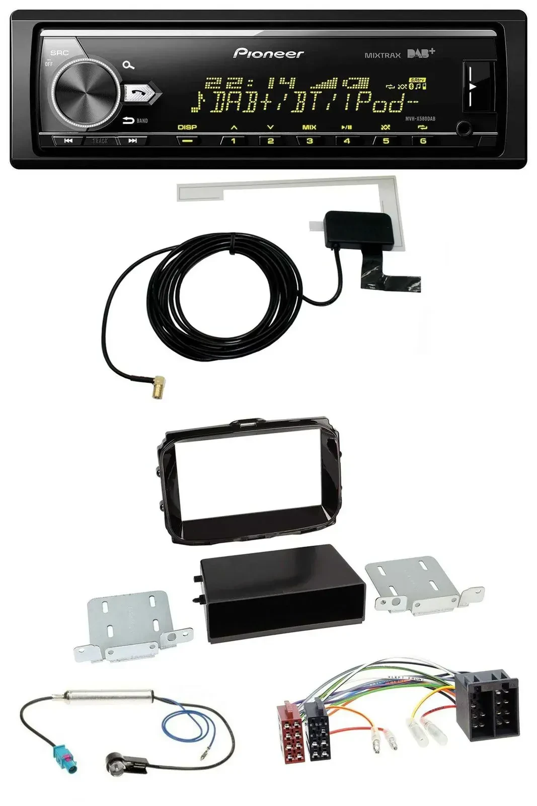 Автомагнитола для Alfa Romeo Giulietta (с 2013) Pioneer Bluetooth, DAB, USB, MP3, ISO, чёрный (piano black)