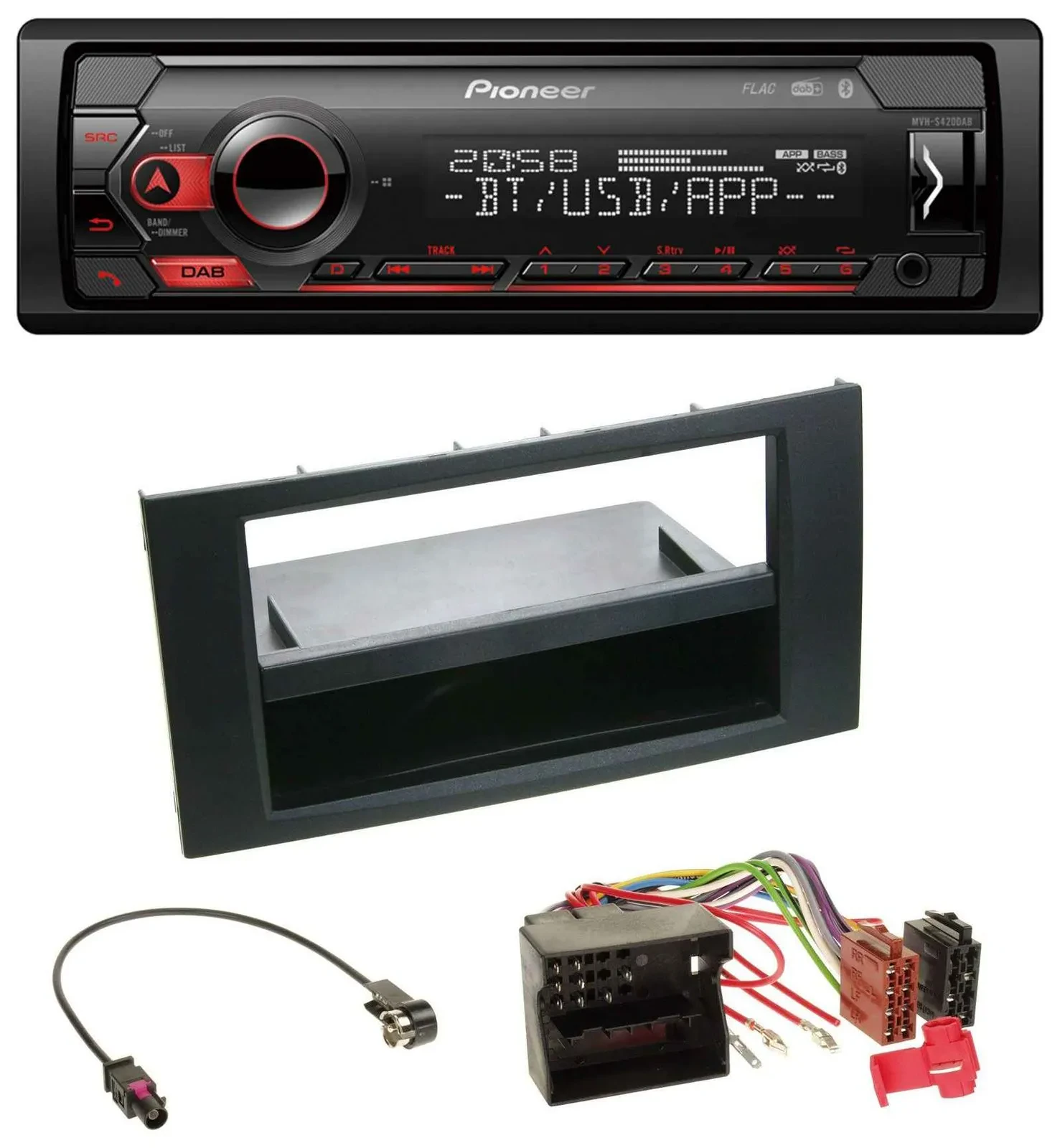 Pioneer MP3 USB DAB Bluetooth Autoradio für Ford Fusion Transit Kuga 05-12 schwa