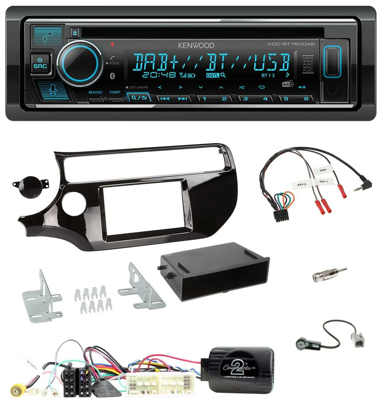 Автомагнитола Kenwood Bluetooth DAB USB CD для Kia Rio UB (2017–2023) с поддержкой кнопок на руле