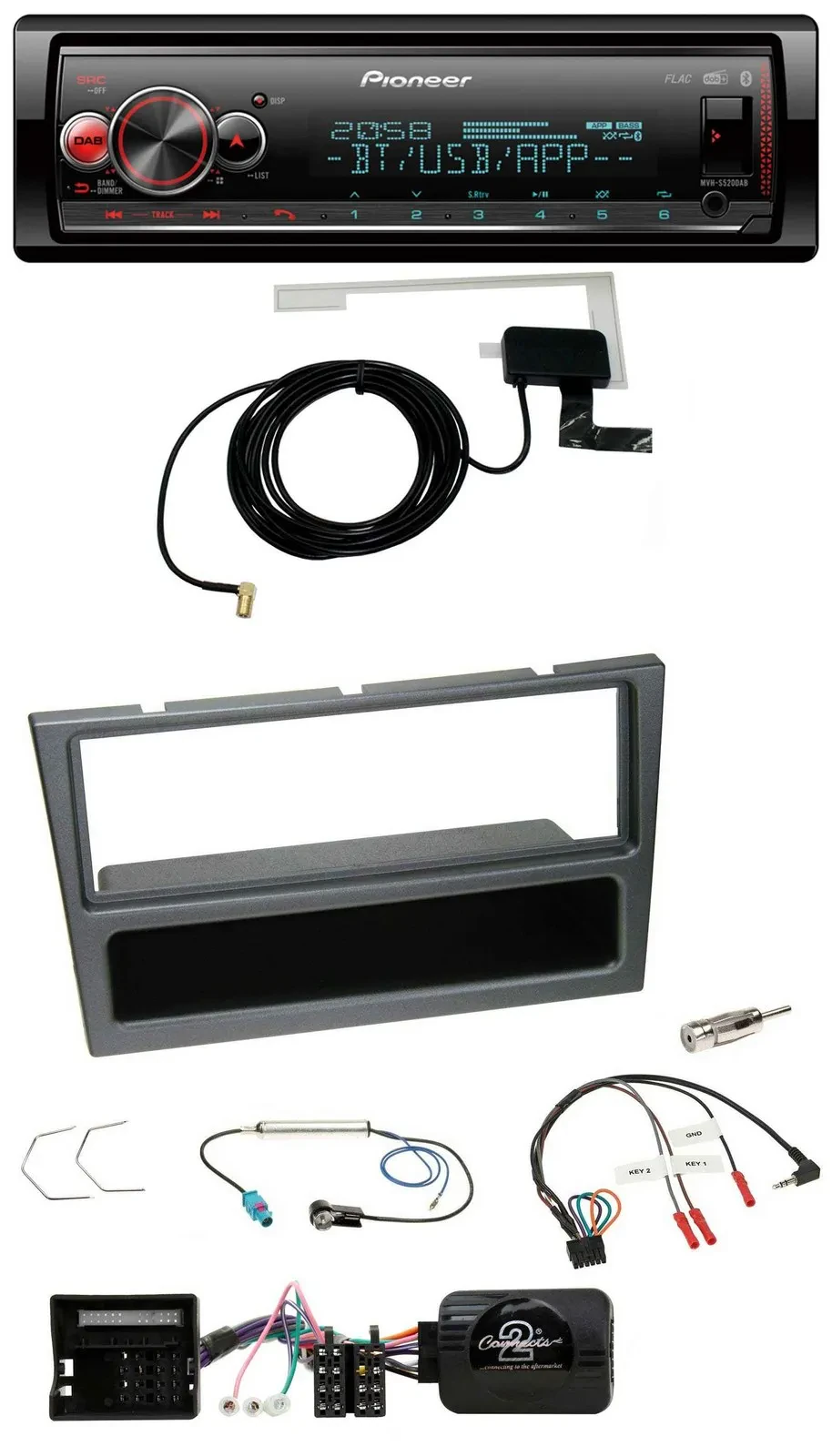 Pioneer Bluetooth DAB USB Lenkrad Autoradio für Opel Corsa C Meriva Vectra C Tig