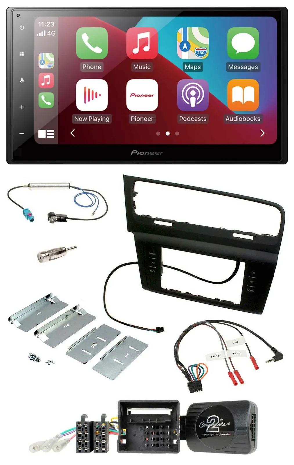Автомагнитола Pioneer для VW Golf VII (2-DIN, DAB, Bluetooth, USB, поддержка кнопок на руле)