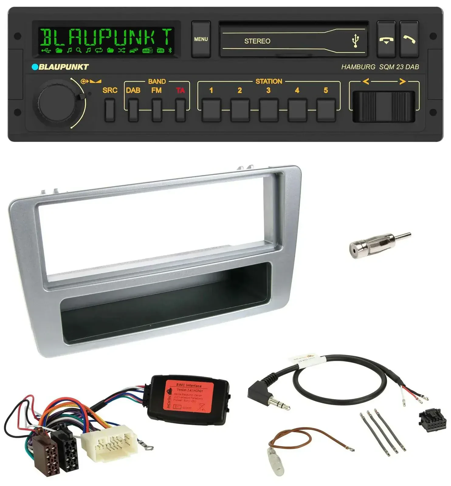 Blaupunkt USB DAB Bluetooth Lenkrad Autoradio für Honda Civic 2001-2003 silber