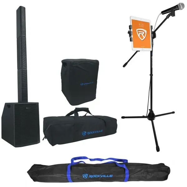 Rockville TITAN ARRAY Karaoke Machine System w/Column Speakers+Subs+Tablet Stand