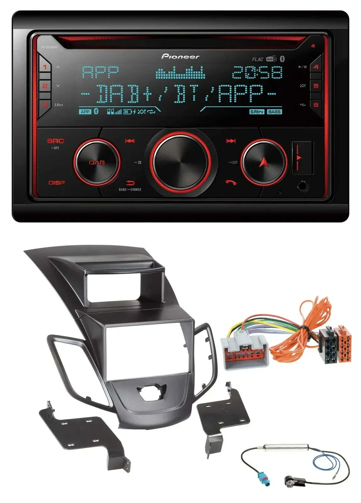 Автомагнитола для Ford Fiesta 2008–2010 Pioneer 2-DIN, DAB, Bluetooth, USB, CD, MP3