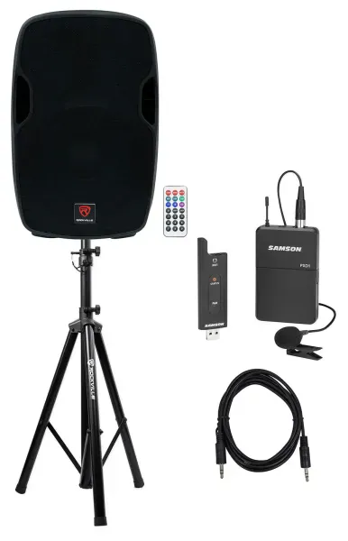 Rockville 15" Church/School Audio Visual Speaker Sound System w/ Lavalier Mic