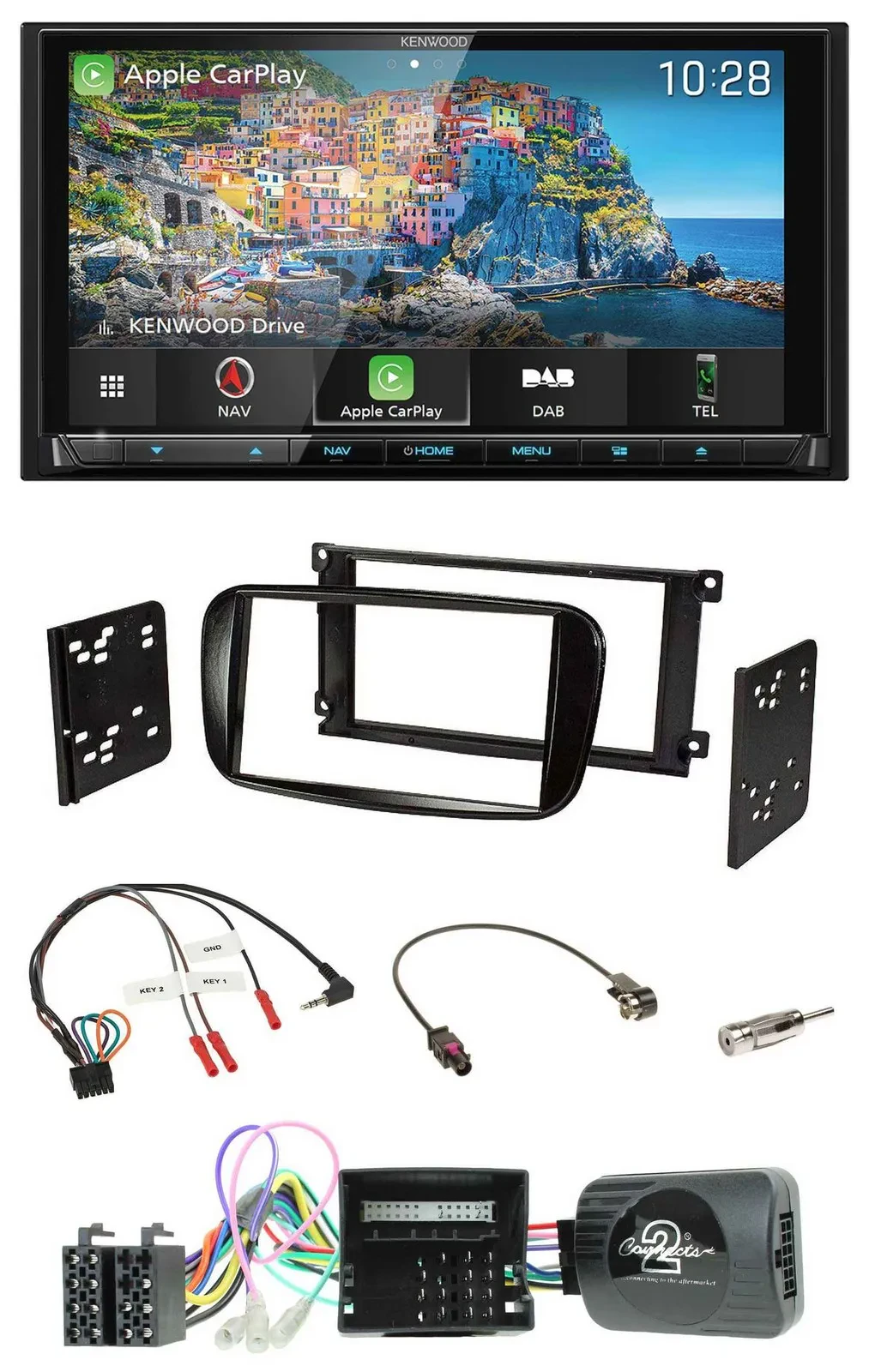 Автомагнитола Kenwood 2DIN, Bluetooth, USB, DAB, навигация, для Ford Focus C-Max, TMC, CAN-Bus