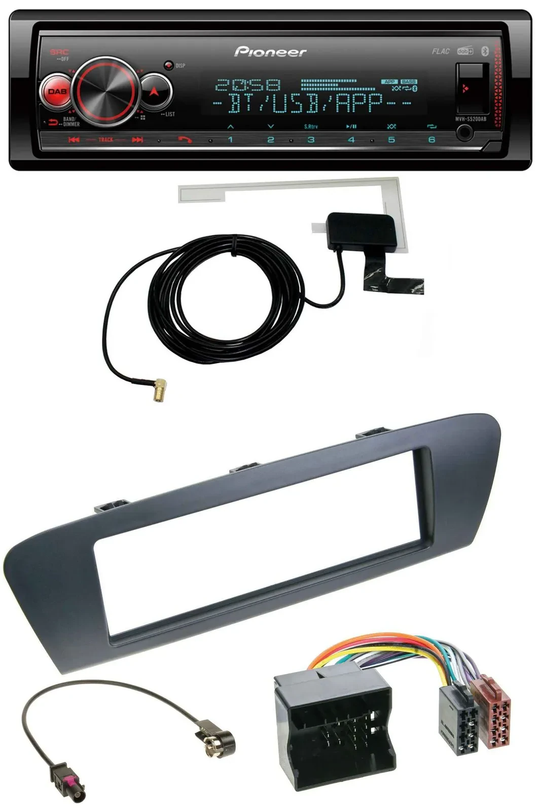 Pioneer Bluetooth DAB USB MP3 Autoradio für Renault Scenic (ab 12) - grau