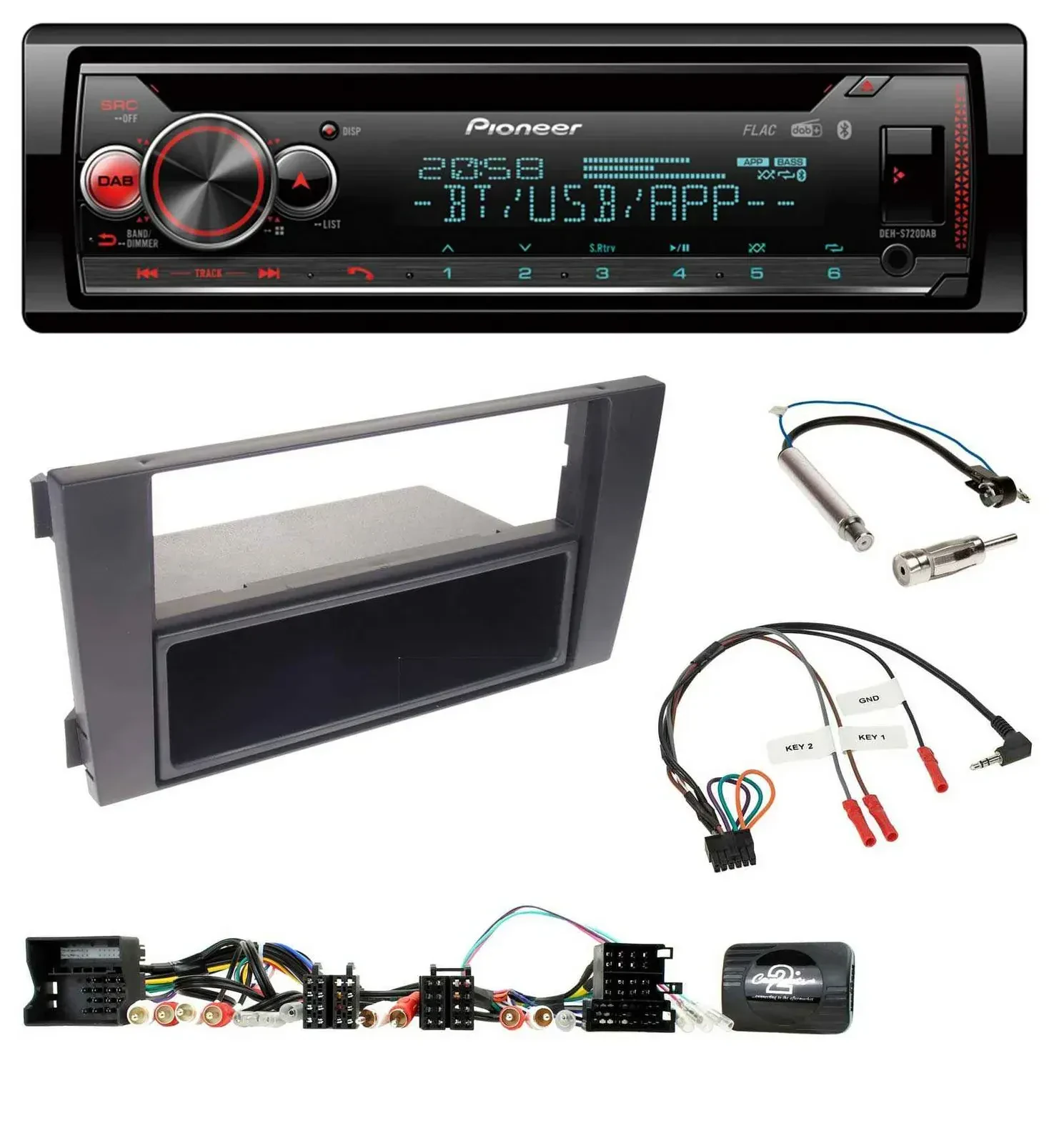 Pioneer Lenkrad DAB CD Bluetooth USB Autoradio für Audi A6 (2001-2004)