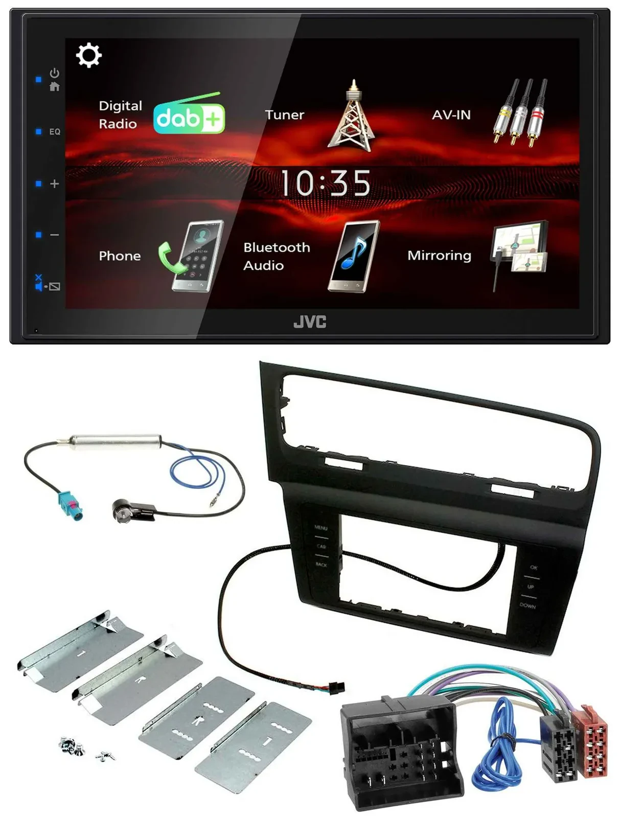 Автомагнитола для VW Golf VII (с 11/2012) JVC 2-DIN USB Bluetooth MP3 DAB