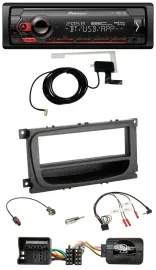 Автомагнитола Pioneer DAB, USB, Bluetooth, поддержка кнопок на руле для Ford Mondeo/S-Max (2007–2014), черный