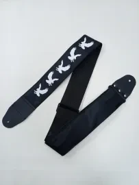 MZ-RGE-7-1ApEagleBk Ремень для гитары, черный, аппликация Орел, MEZZO