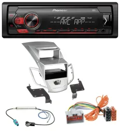 Автомагнитола Pioneer DAB 1-DIN MP3 AUX USB для Ford Fiesta (2008–2010), серебристая
