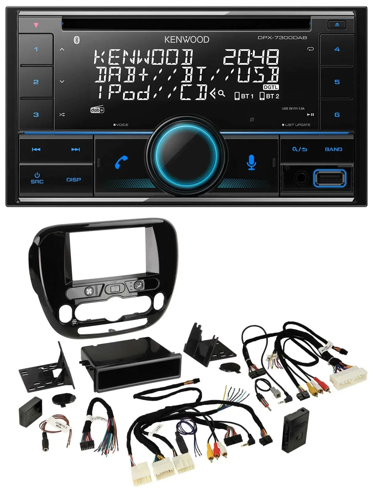 Kenwood CD 2DIN DAB USB Lenkrad Bluetooth Autoradio für Kia Soul ab 2014 Klima
