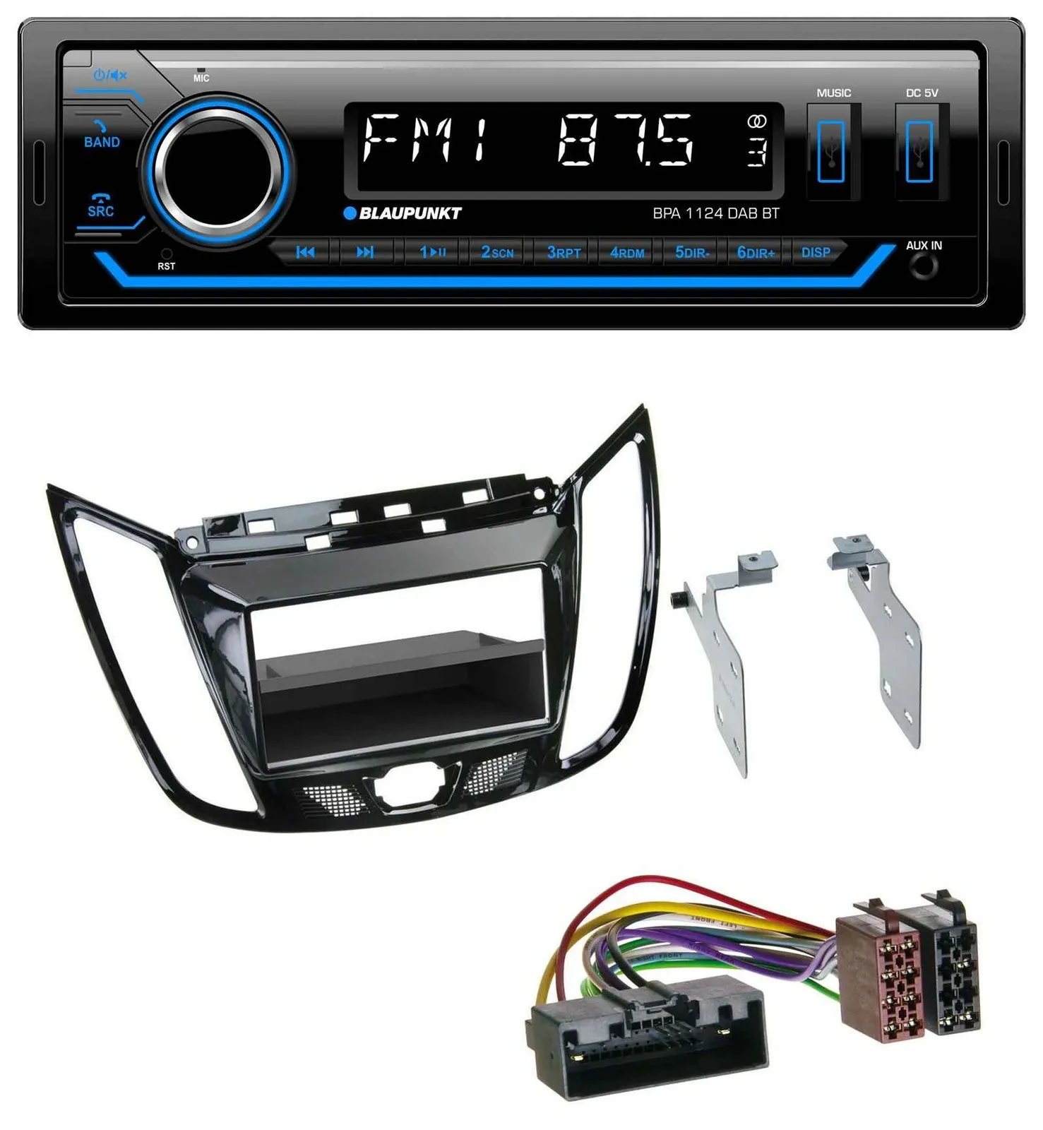 Blaupunkt Bluetooth USB DAB MP3 Autoradio für Ford C-Max Kuga Klavierlack schwar