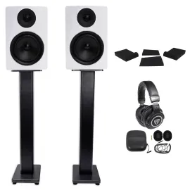 Pair Rockville APM6W 6.5" 350W Studio Monitors+36" Stands+Pads+Headphones