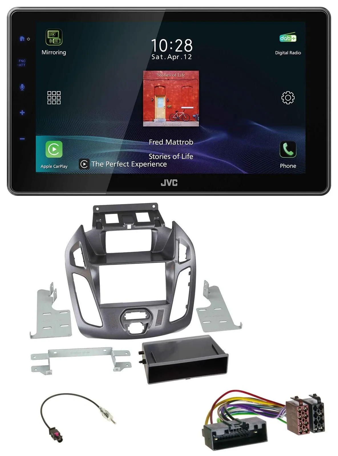JVC DAB MP3 Bluetooth USB Autoradio für Ford Transit Connect 12-18 Display Pegas