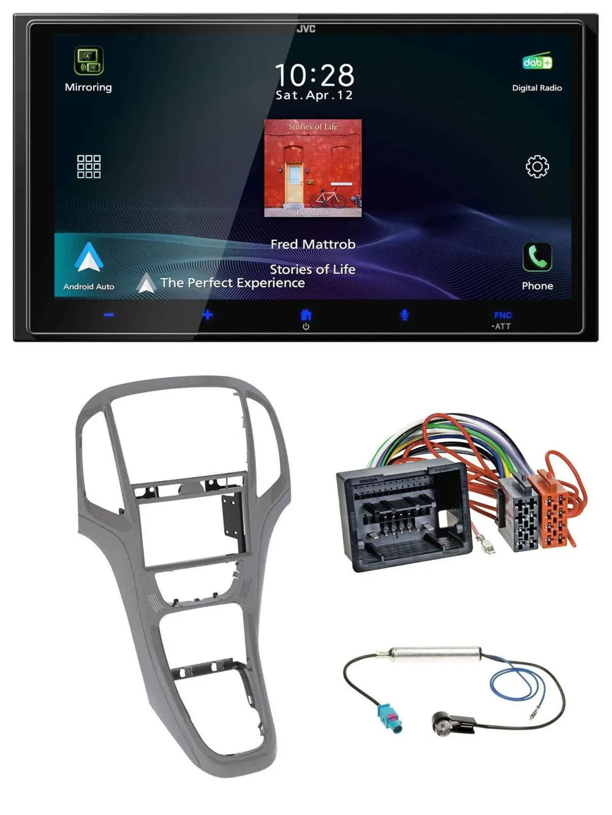 JVC USB Bluetooth 2DIN DAB MP3 Autoradio für Opel Astra J ab 09 Titangrau
