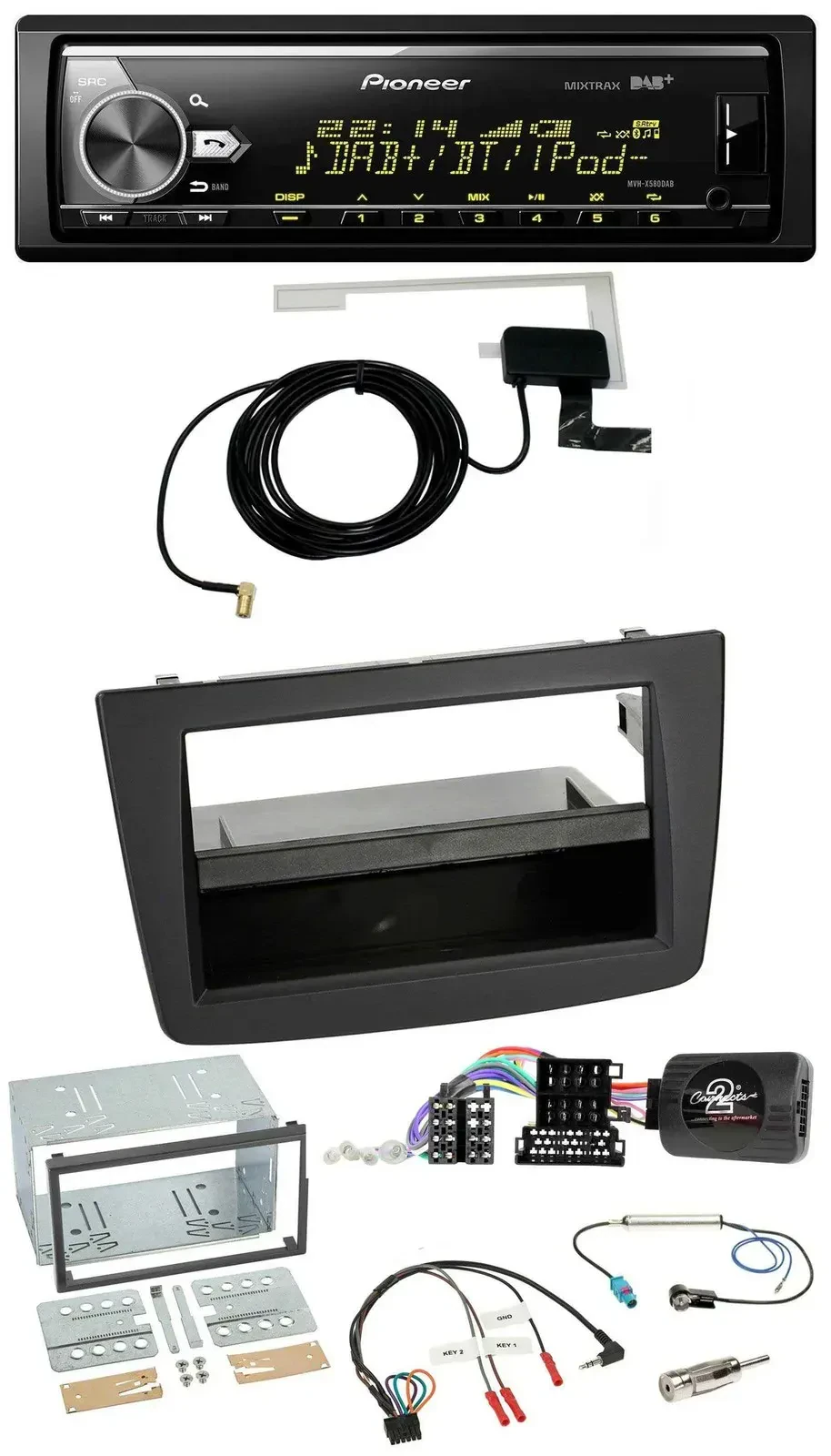 Автомагнитола Pioneer Bluetooth, DAB, USB для Alfa Romeo MiTo 2008–2014 черная