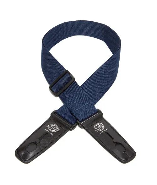 Lock-It Professional Poly Guitar Strap with Locking Leather Ends, Navy Blue