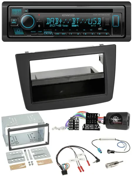 Kenwood Bluetooth DAB CD Lenkrad USB Autoradio für Alfa Mito 2008-2014 schwarz