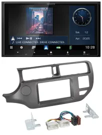 Автомагнитола для Kia Rio UB (2011–2014) Kenwood 2-DIN, Bluetooth, USB, DAB, MP3, антрацит