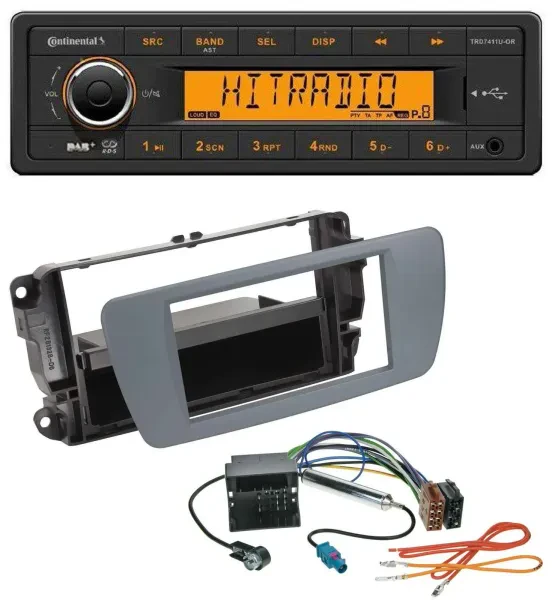 Continental 1DIN DAB MP3 AUX USB Autoradio für Seat Ibiza (ab 08) conemaragrau