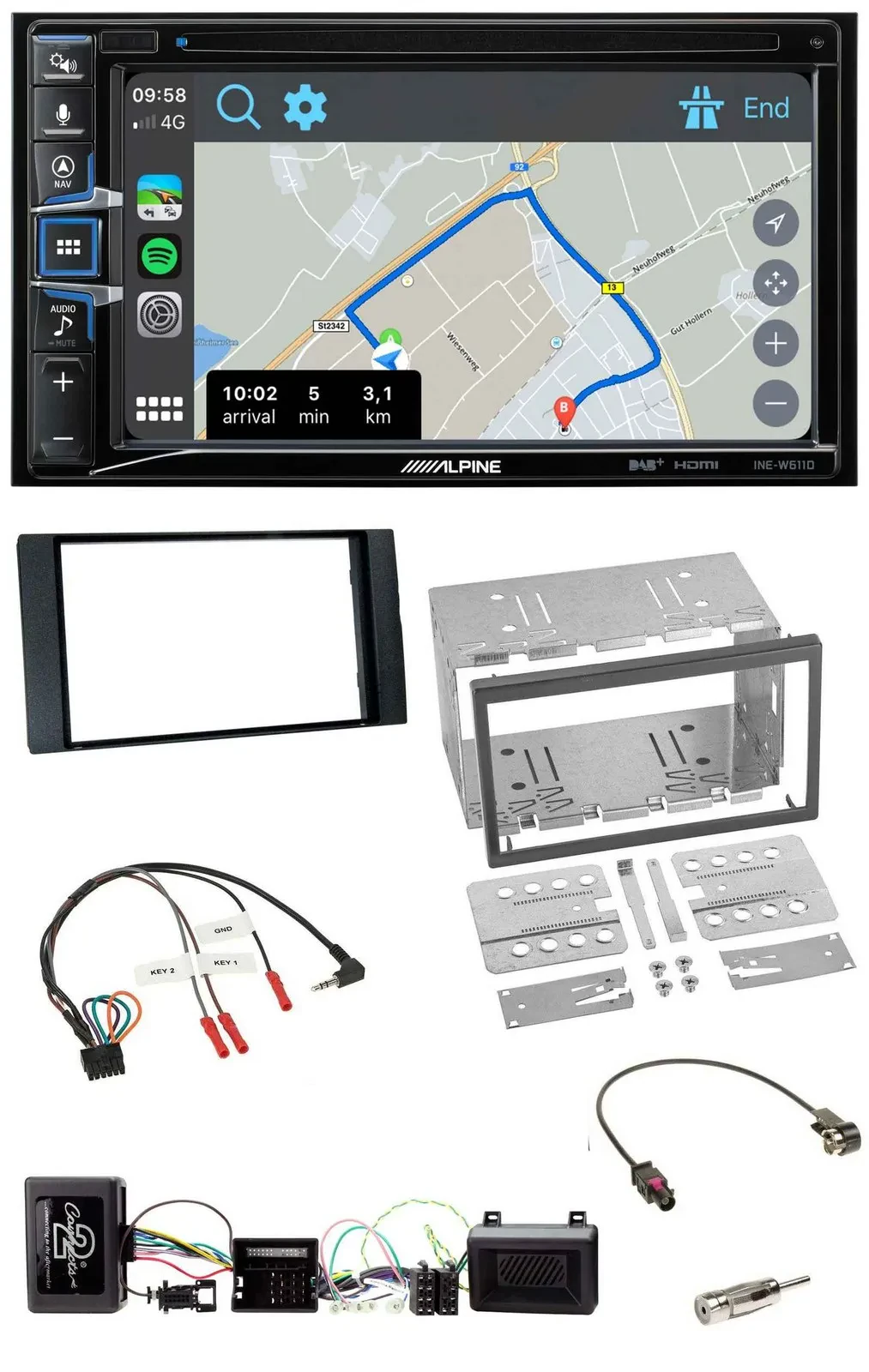 Alpine DAB TMC Bluetooth 2DIN USB Lenkrad Navigation für Ford Kuga 2008-12 schwa