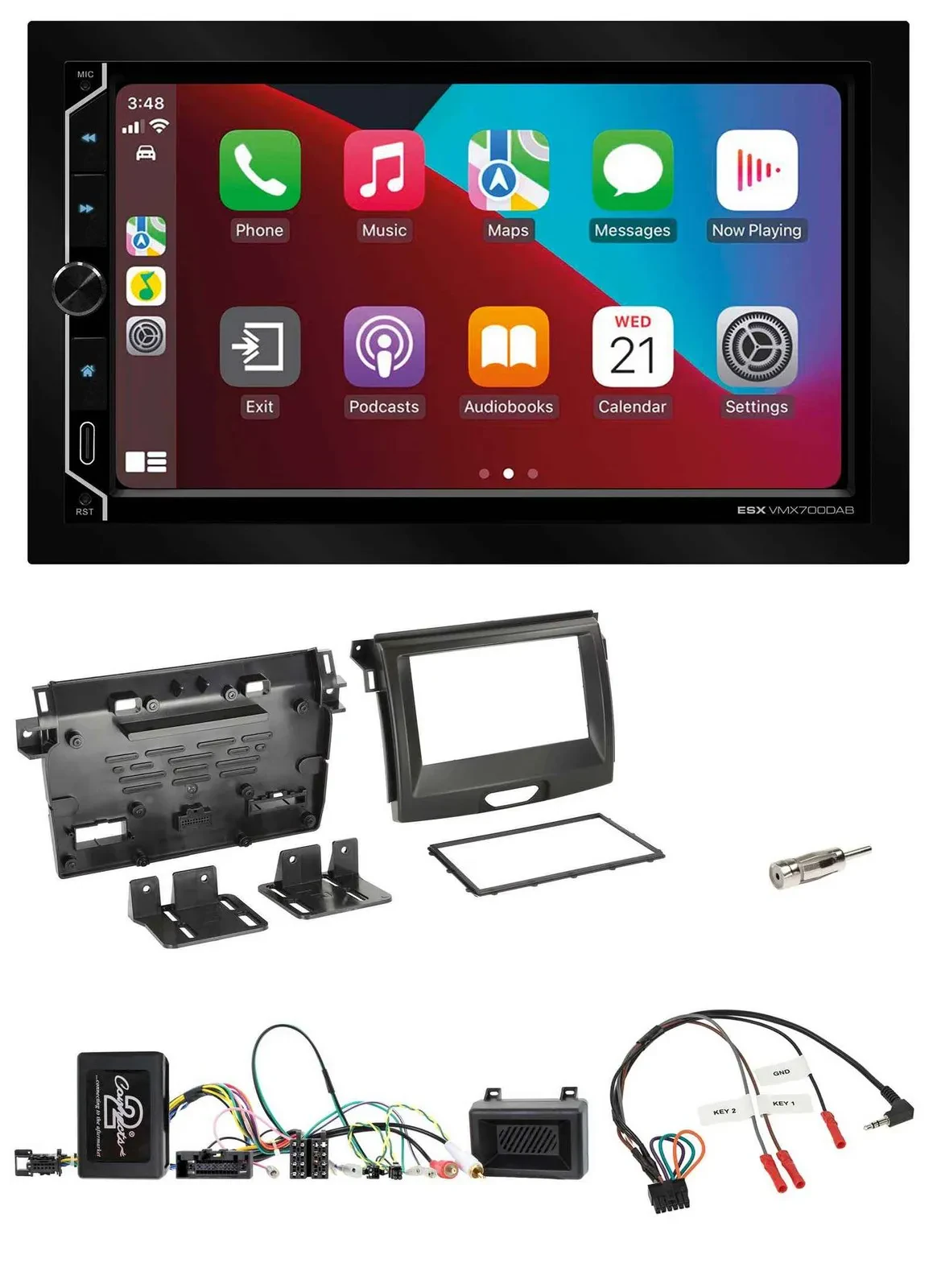 ESX 2DIN DAB USB Lenkrad Bluetooth Autoradio für Ford Ranger 2AB ab 04/2015